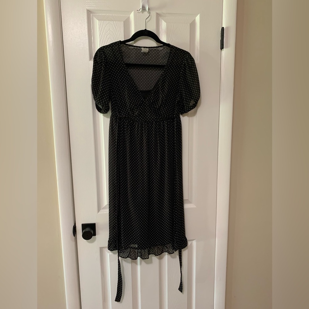 Black Polka Dot Vintage-Style Babydoll Dress